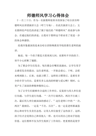 师德师风学习心得体会