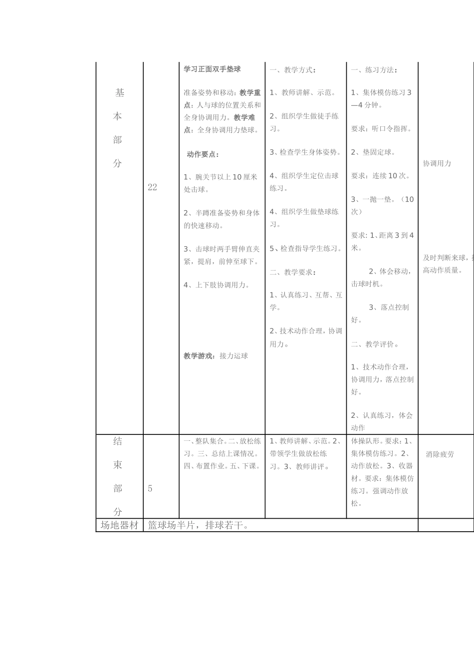 排球正面双手垫球教案_第2页