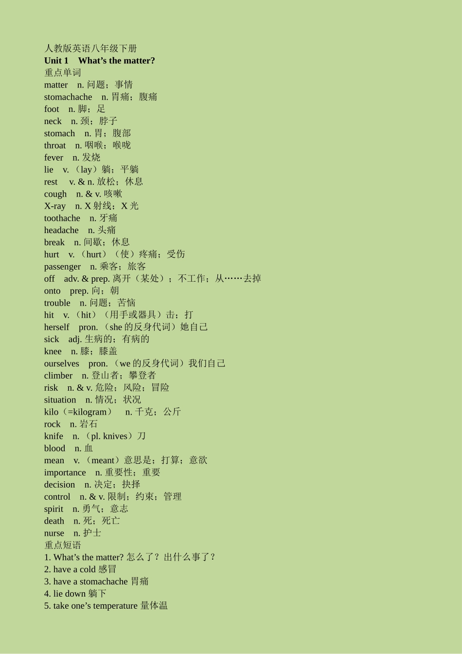 人教版英语八年级下册  单词 短语 语法_第1页