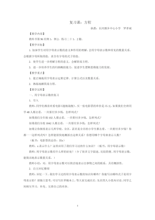 方程总复习教案