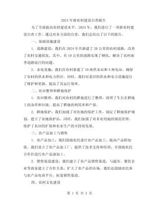 2024年新农村建设自查报告
