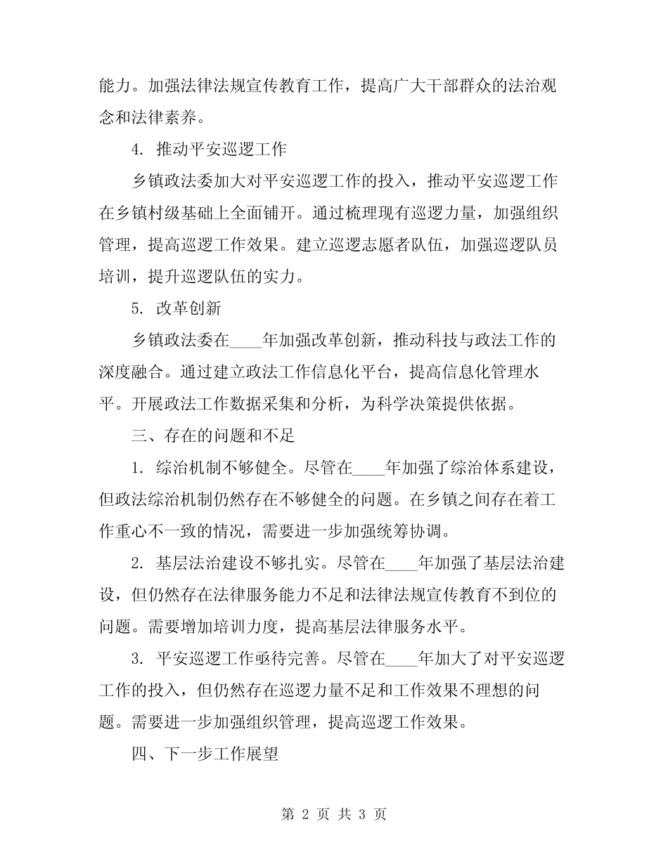 2024年乡镇政法委工作总结_第2页