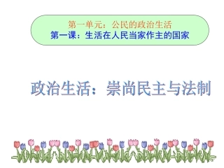 2013学年高一政治精品课件：113《政治生活：崇尚民主与法制》（新人教版必修2）