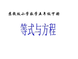 1、等式与方程