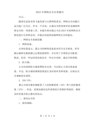 2024年网络安全自查报告