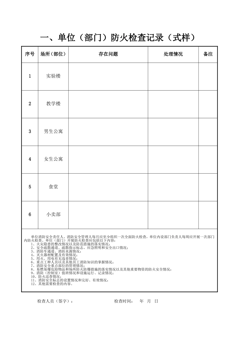 防火检查记录_第1页