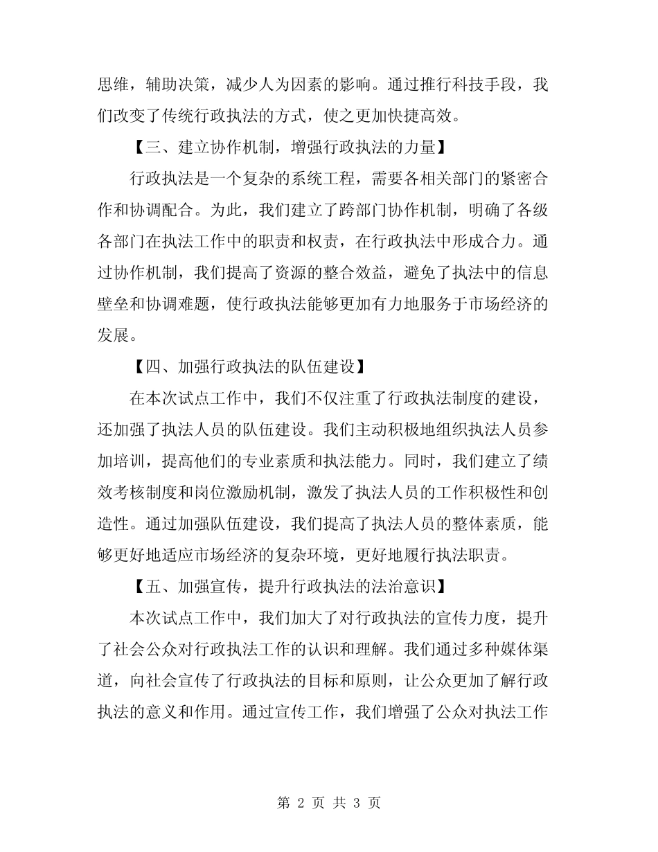 2024年市综合行政执法试点工作经验总结范文 _第2页