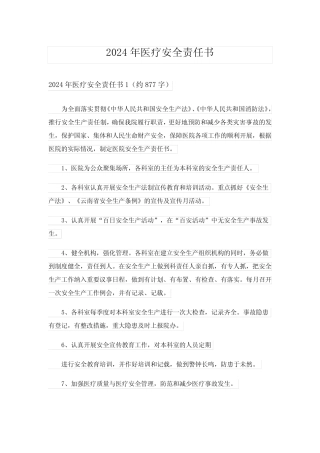 2024年医疗安全责任书_2 