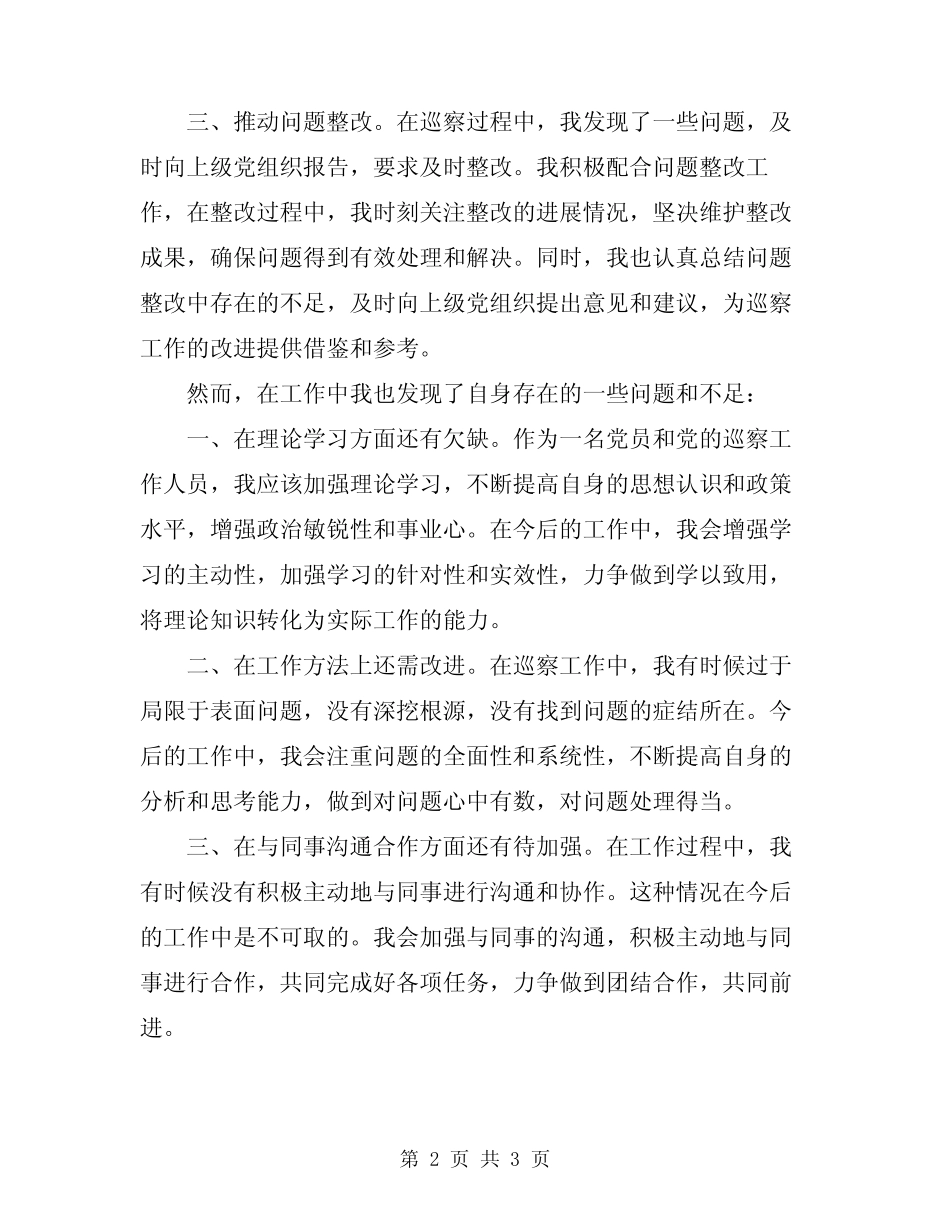 2024年巡察办个人述职述廉报告_第2页