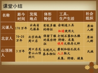 1课-中国早期人类的代表—北京人课堂检测