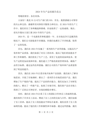 2024年生产总结报告范文