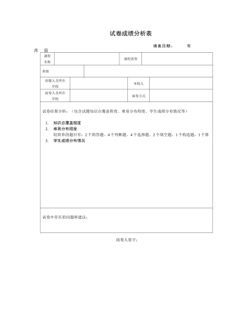 试卷成绩分析表