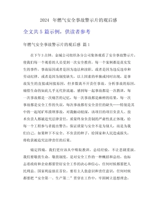 2024年燃气安全事故警示片的观后感 