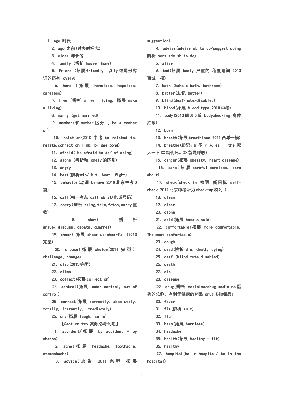 中考高频词汇_第1页