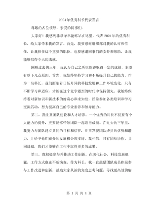 2024年优秀科长代表发言(2篇)