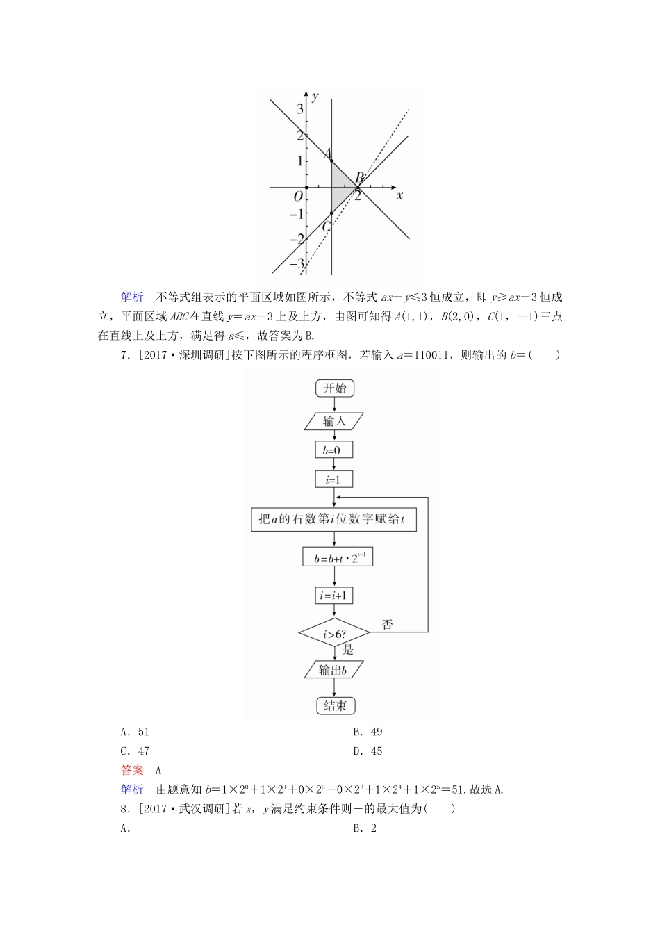 高考数学 考点通关练 第五章 不等式、推理与证明、算法初步与复数单元质量测试 文-人教版高三全册数学试题_第2页