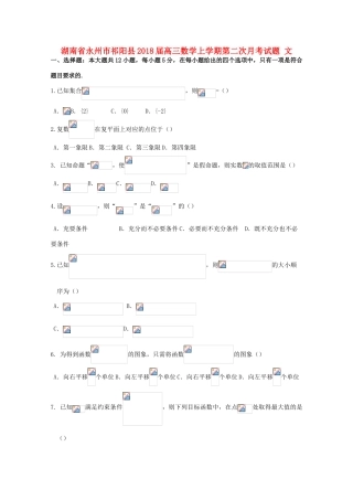 湖南省永州市祁阳县高三数学上学期第二次月考试题 文-人教版高三全册数学试题