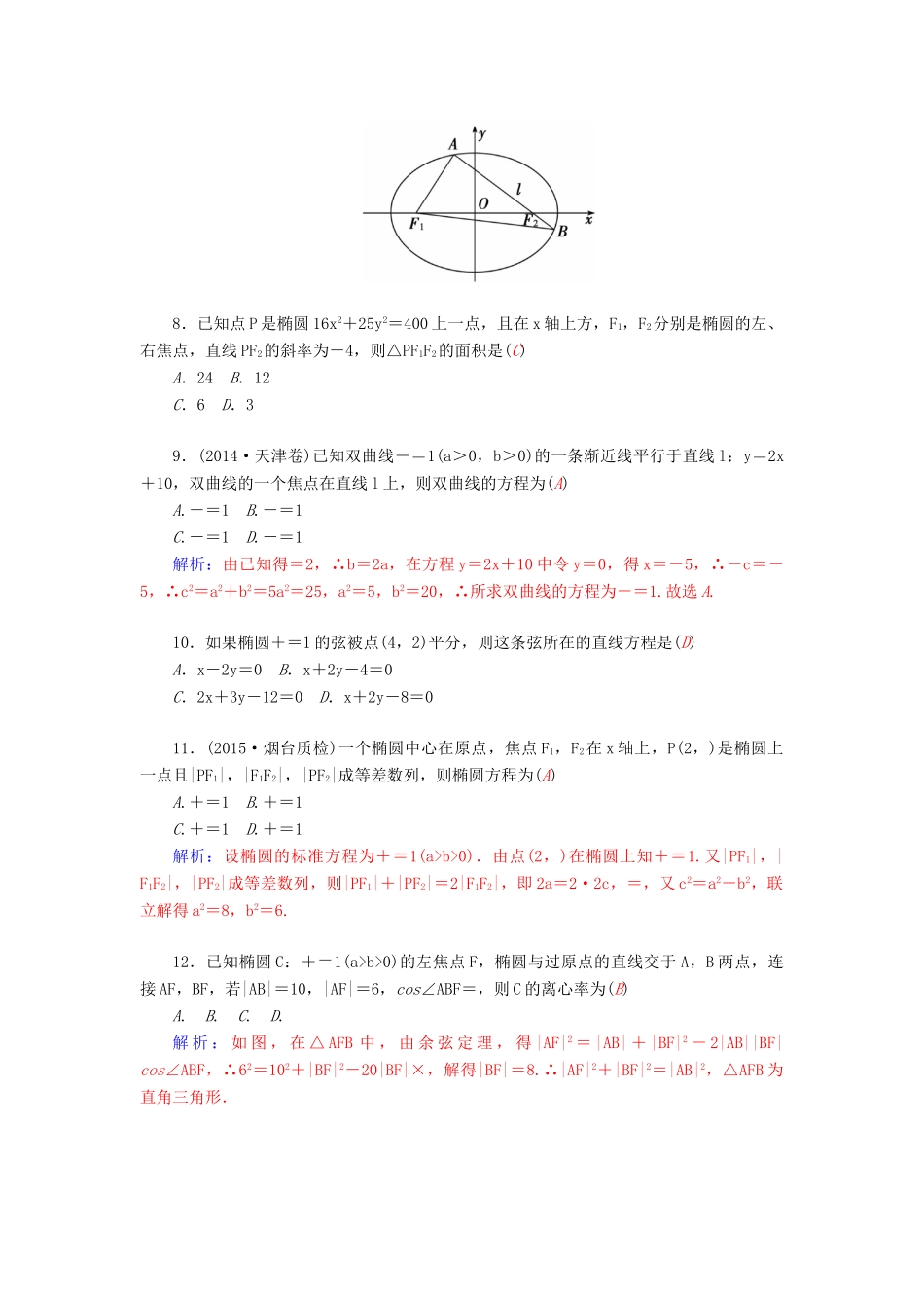高考数学二轮复习 专题6 解析几何 专题综合检测六 文-人教版高三全册数学试题_第2页
