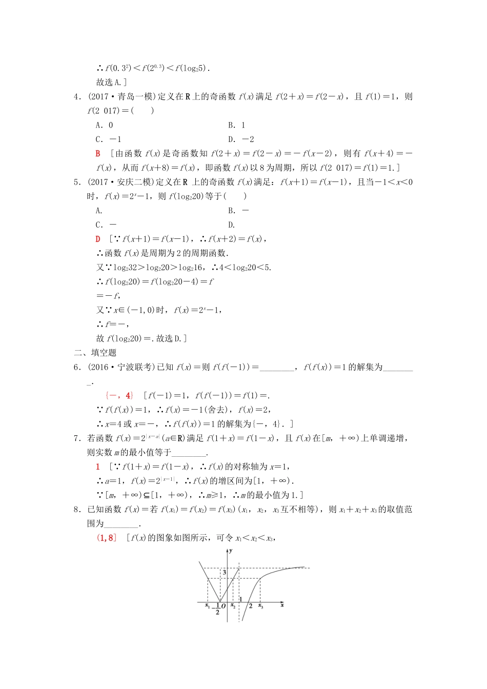 高考数学二轮复习 第1部分 重点强化专题 限时集训14 函数的图象和性质 文-人教版高三全册数学试题_第2页