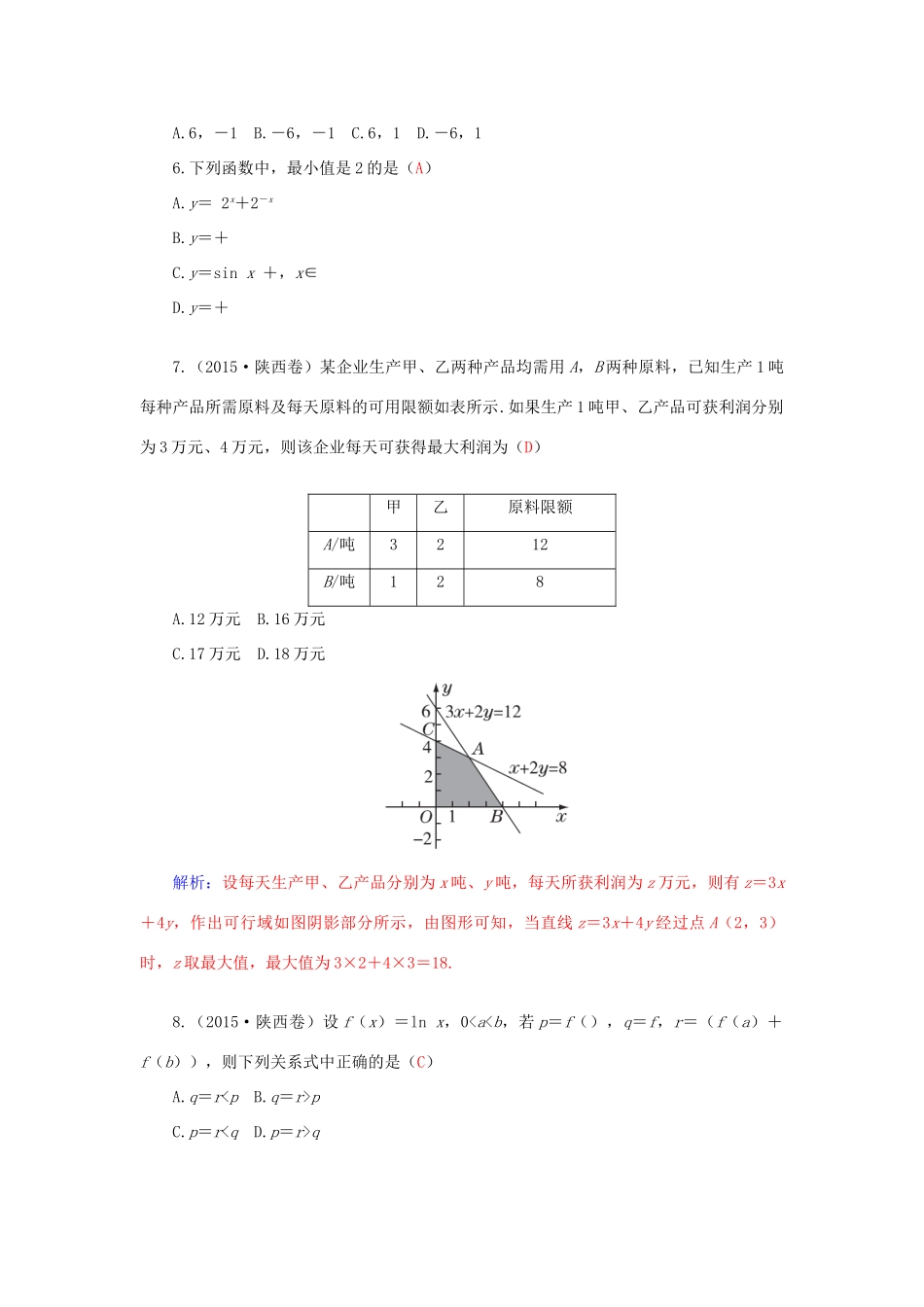 高考数学二轮复习 专题4 不等式 专题综合检测四 文-人教版高三全册数学试题_第2页