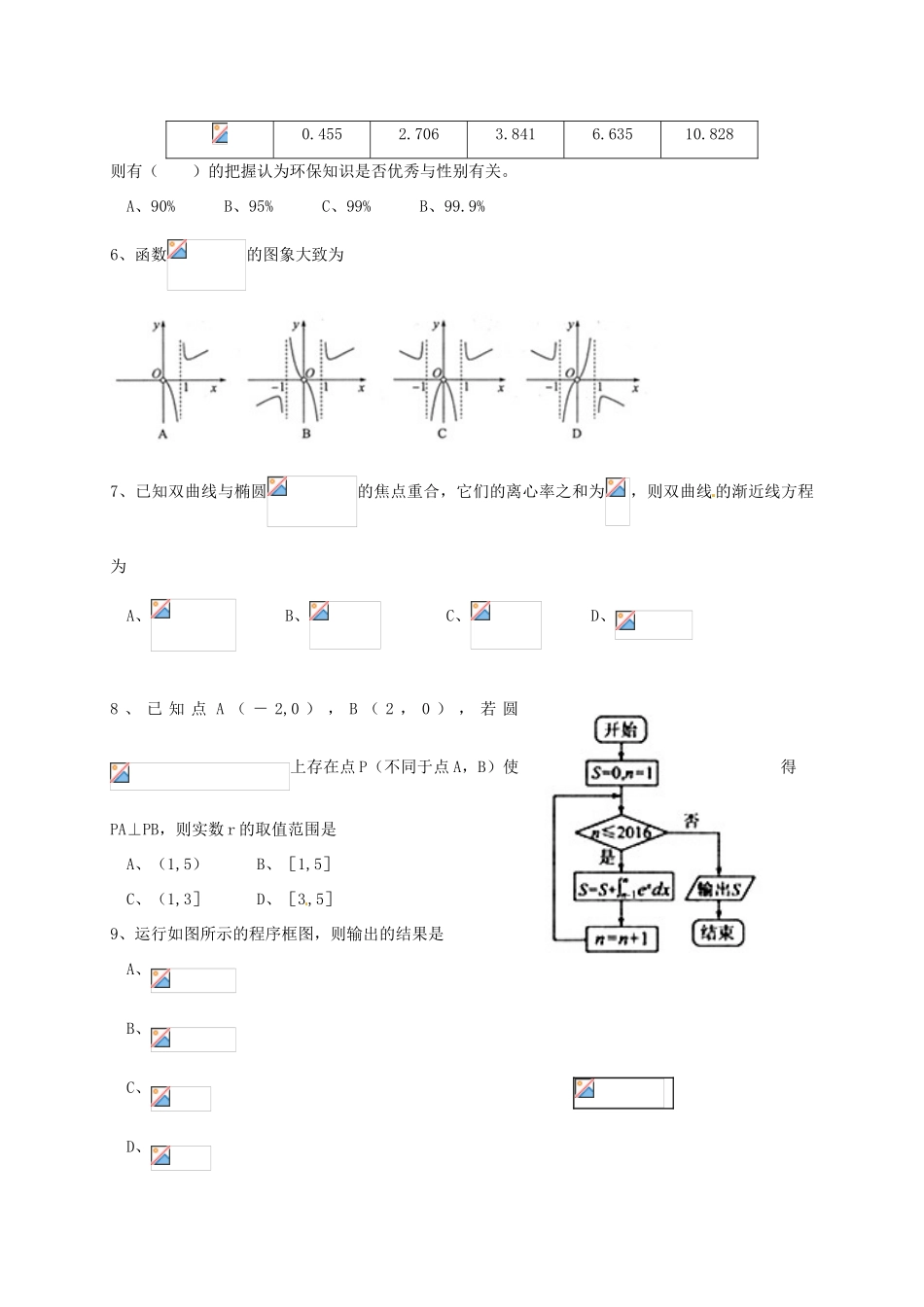 山东省武城二中高三数学下学期第一次月考试题 理-人教版高三全册数学试题_第2页