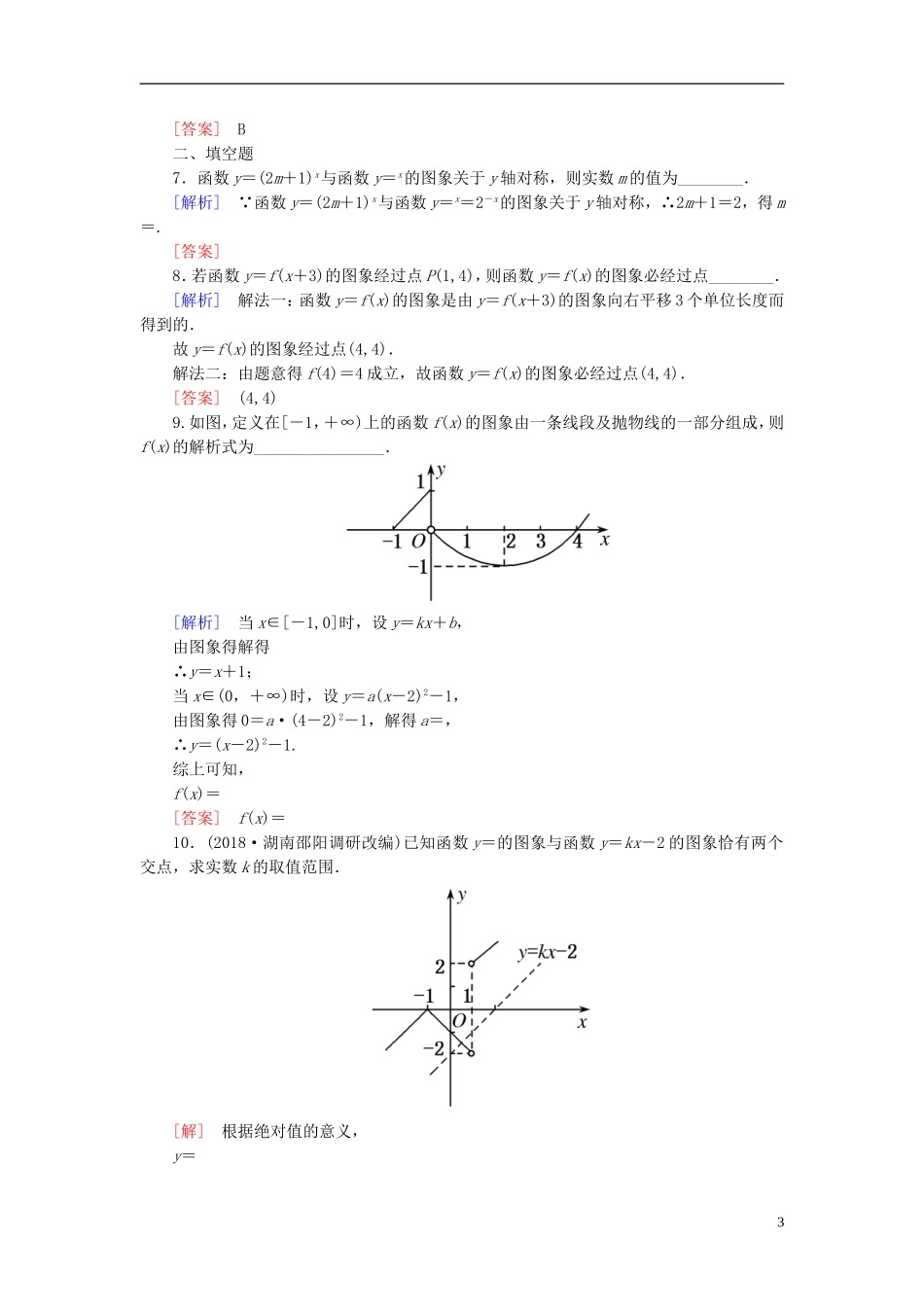 高考数学一轮复习 第二章 函数的概念与基本初等函数 课时跟踪训练11 函数的图象 文-人教版高三全册数学试题_第3页