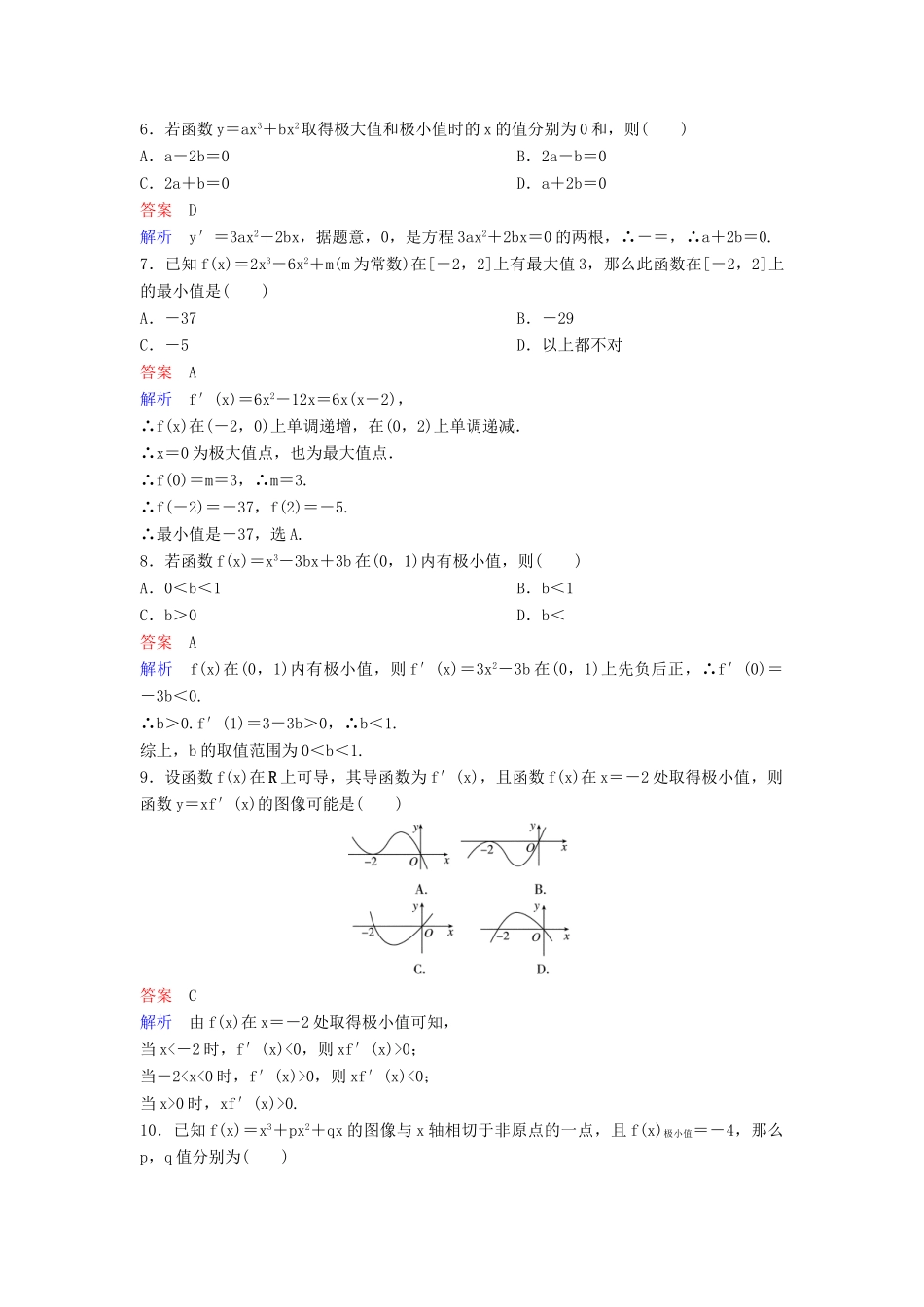 高考数学一轮总复习 第三章 导数及应用 题组训练17 导数的应用（二）极值与最值 理-人教版高三全册数学试题_第2页