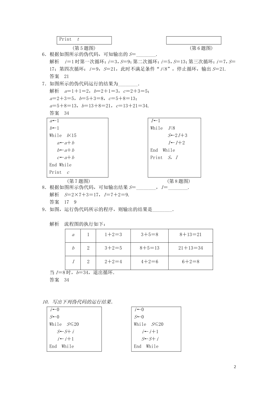 高考数学大一轮复习 13.4基本算法语句试题 理 苏教版-苏教版高三全册数学试题_第2页