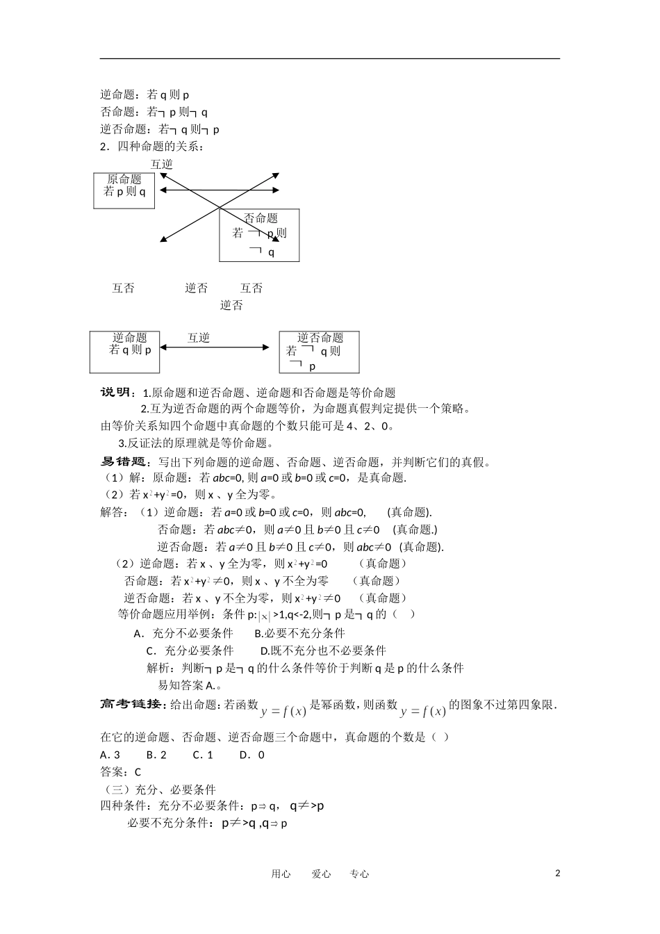 高考数学复习点拨 常用逻辑复习要点归纳_第2页