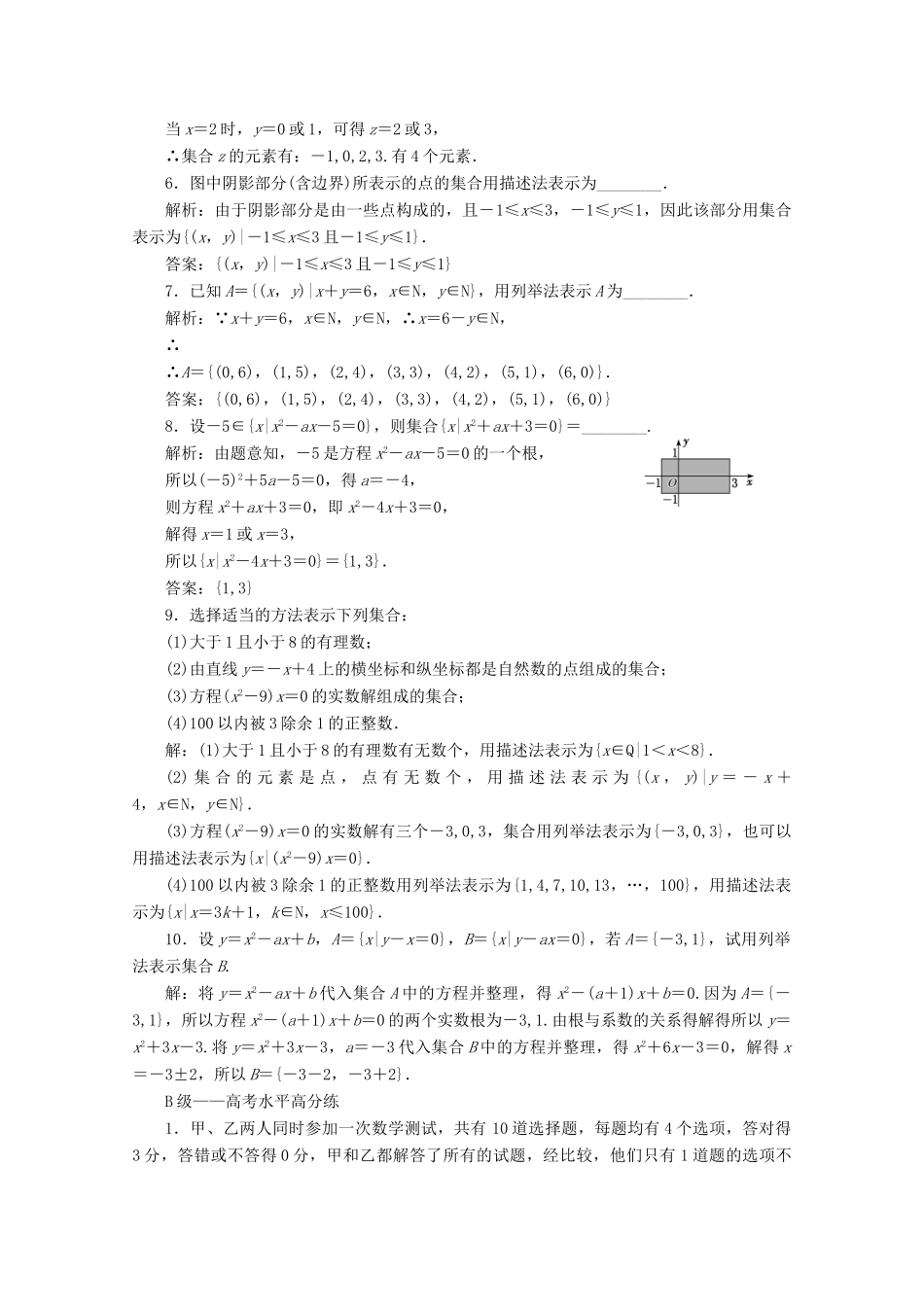 高中数学 课时跟踪检测（二）集合的表示 新人教A版必修第一册-新人教A版高一第一册数学试题_第2页