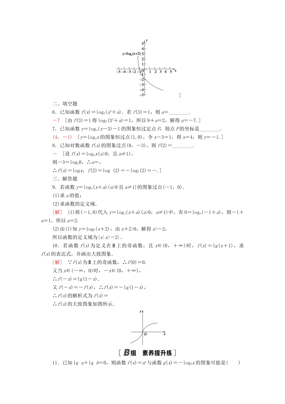 高中数学 第四章 指数函数与对数函数 4.4.1 对数函数的概念、图象和性质课时分层作业（含解析）新人教A版必修第一册-新人教A版高一第一册数学试题_第2页