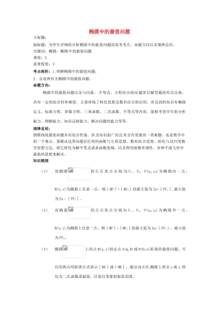 高考数学复习 专题15 解析几何 椭圆中的最值问题考点剖析-人教版高三全册数学试题