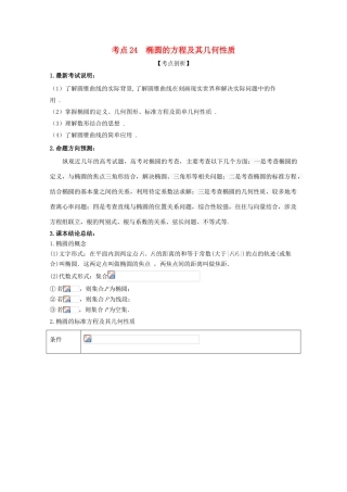 高考数学 黄金考点精析精训 考点24 椭圆的方程及其几何性质 文-人教版高三全册数学试题