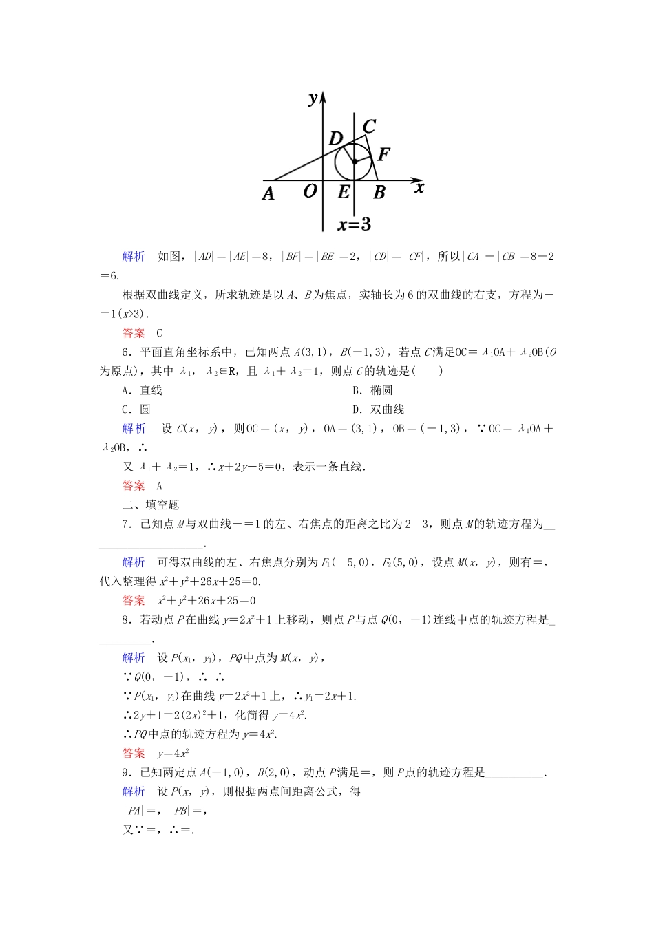 高考数学一轮总复习 8.8曲线与方程练习-人教版高三全册数学试题_第2页