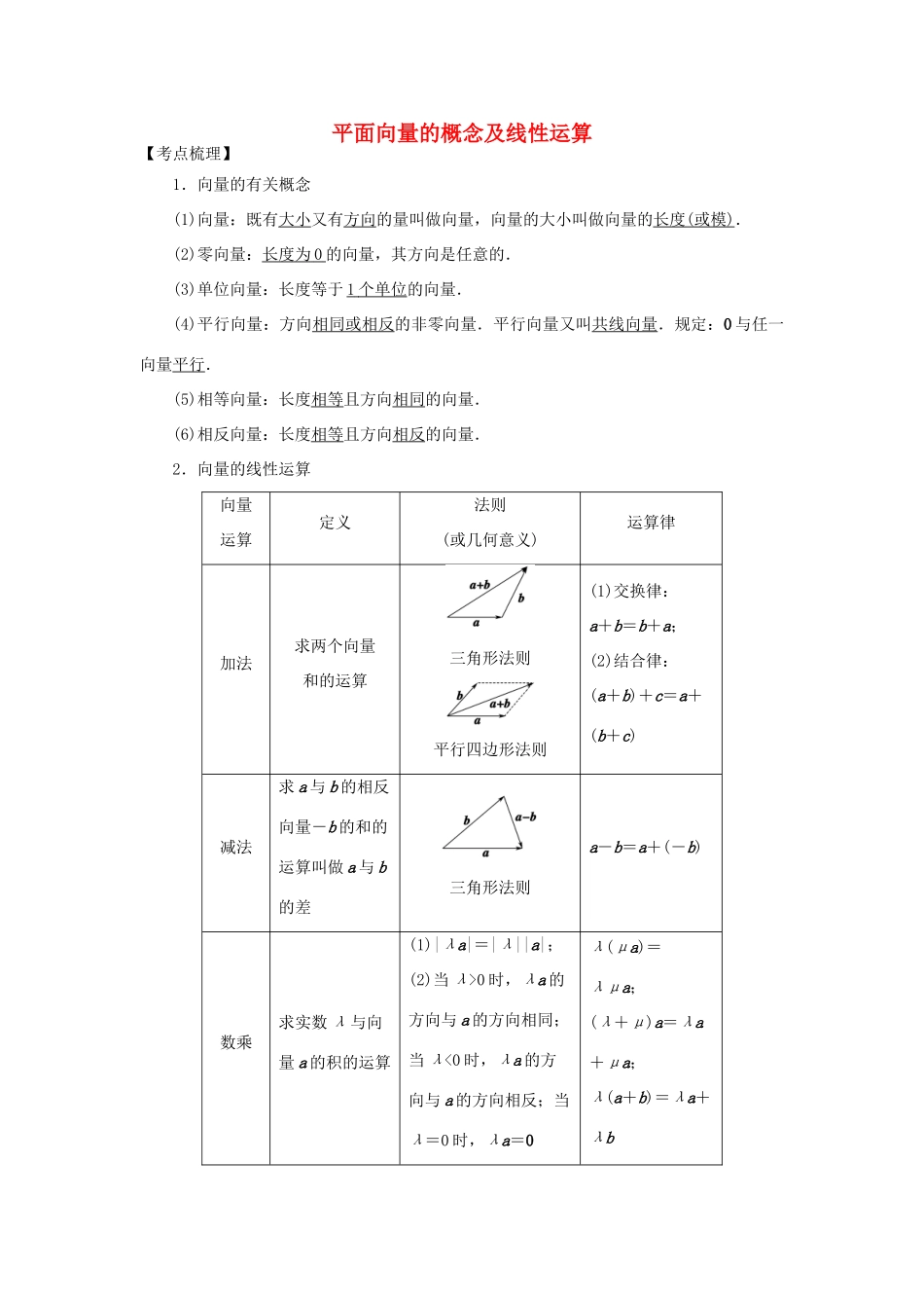 高考数学 平面向量：平面向量的概念及线性运算题源探究-人教版高三全册数学试题_第1页