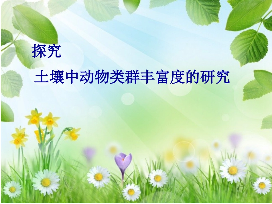 432土壤中小动物类群丰富度的研究-很好_第1页