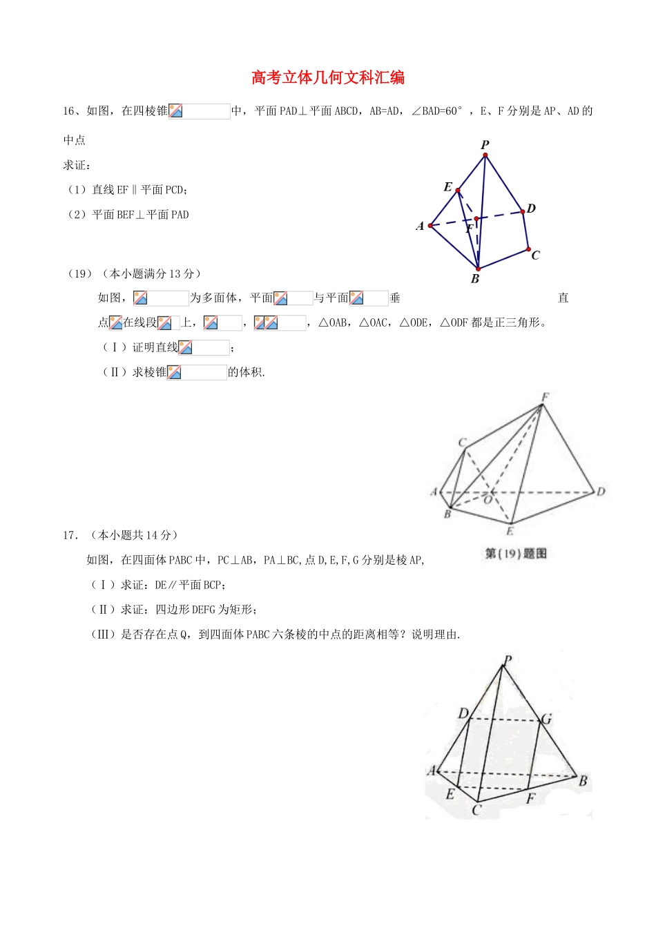 高考数学复习 立体几何汇编-人教版高三全册数学试题_第1页