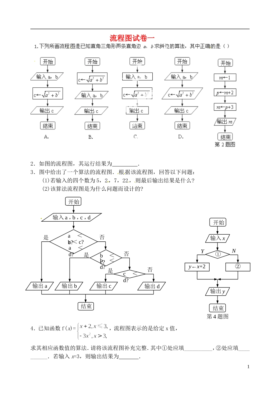 江苏省海门市包场高级中学高考数学一轮复习 流程图试卷一教学案_第1页