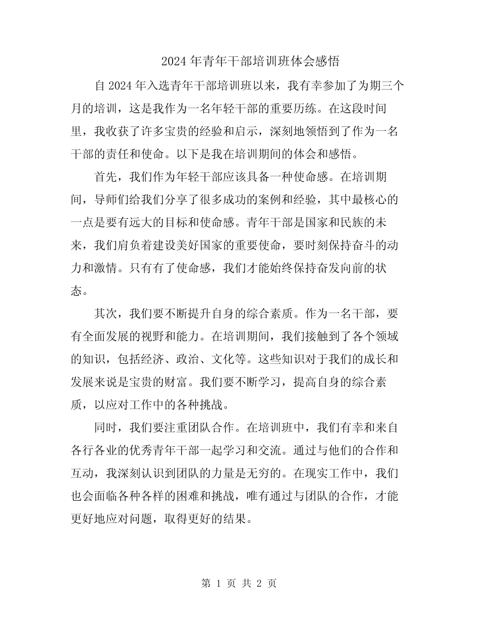 2024年青年干部培训班体会感悟_第1页