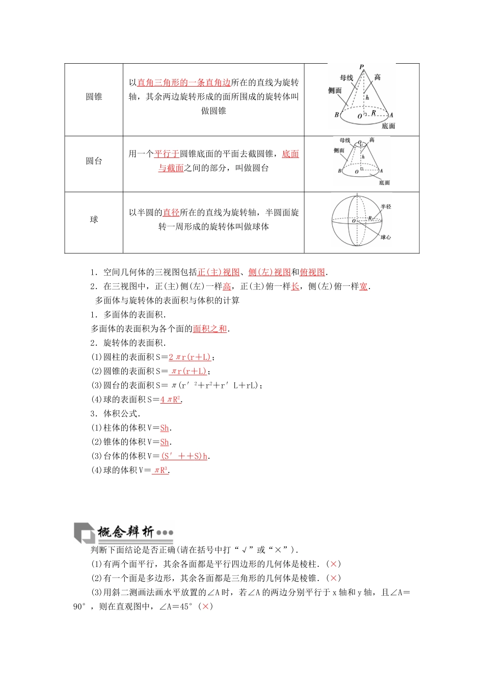 高考数学二轮复习 专题5 立体几何 第一讲  空间几何体 文-人教版高三全册数学试题_第2页