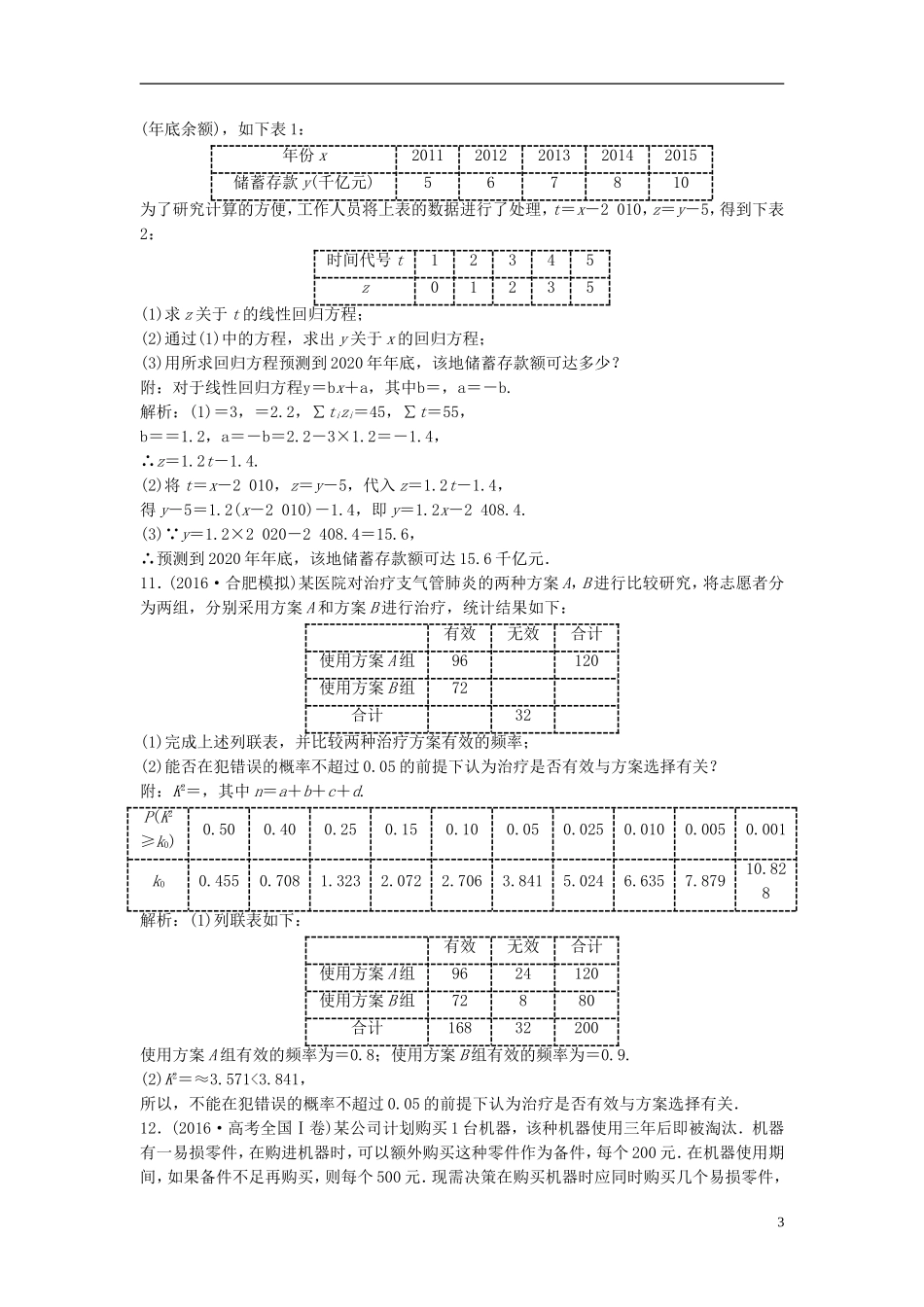 高考数学二轮复习 第一部分 专题篇 专题六 算法、复数、推理与证明、概率与统计 第二讲 统计与统计案例课时作业 文-人教版高三全册数学试题_第3页