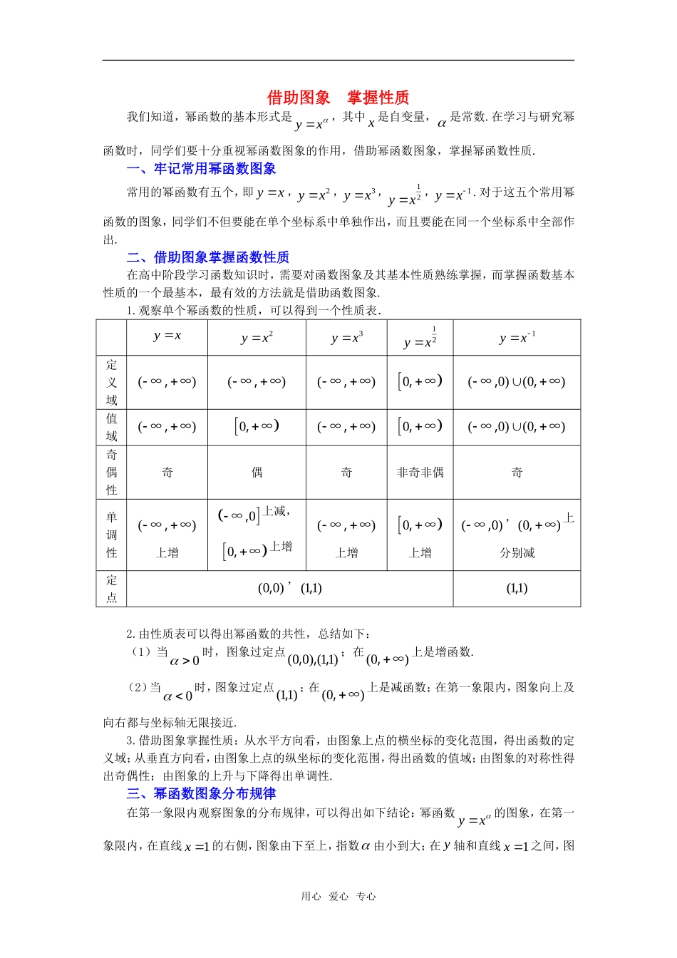 高考数学复习点拨 借助图象 掌握幂函数性质_第1页