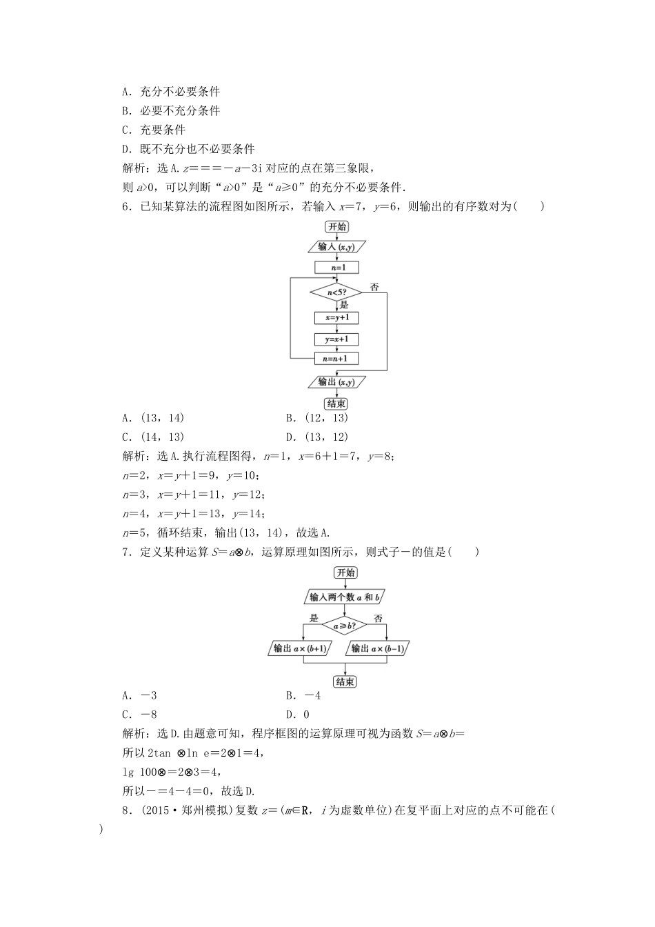 优化方案（山东专用）高考数学二轮复习 第一部分专题六 概率、统计、复数、算法、推理与证明 第4讲 复数、算法、推理与证明专题强化精练提能 理-人教版高三全册数学试题_第2页