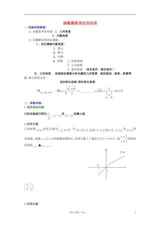高考数学一轮复习 最值求法知识梳理 苏教版