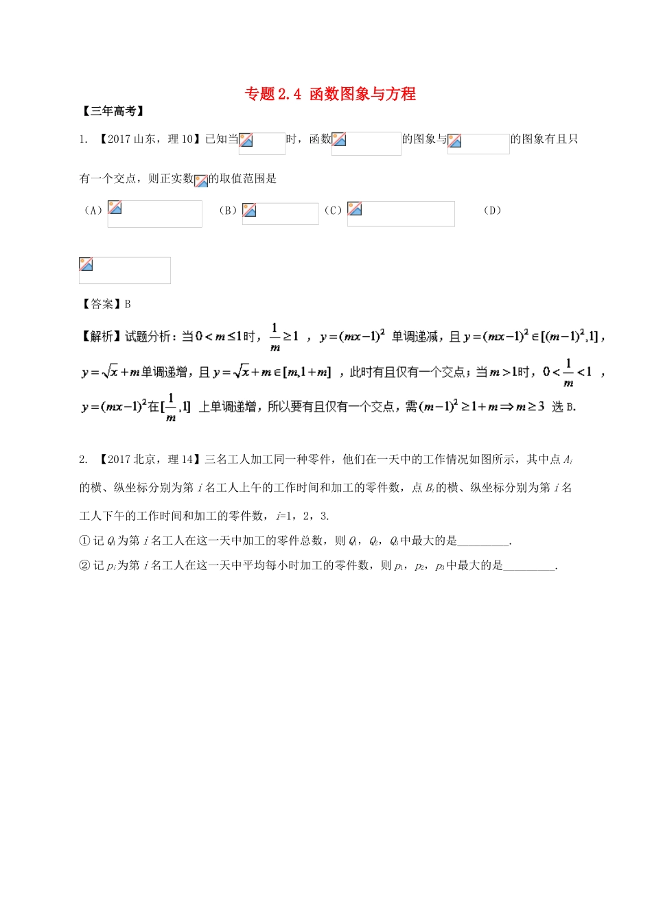 高考数学 专题2.4 函数图象与方程试题 理-人教版高三全册数学试题_第1页