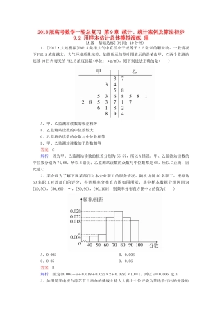 高考数学一轮总复习 第9章 统计、统计案例及算法初步 9.2 用样本估计总体模拟演练 理-人教版高三全册数学试题