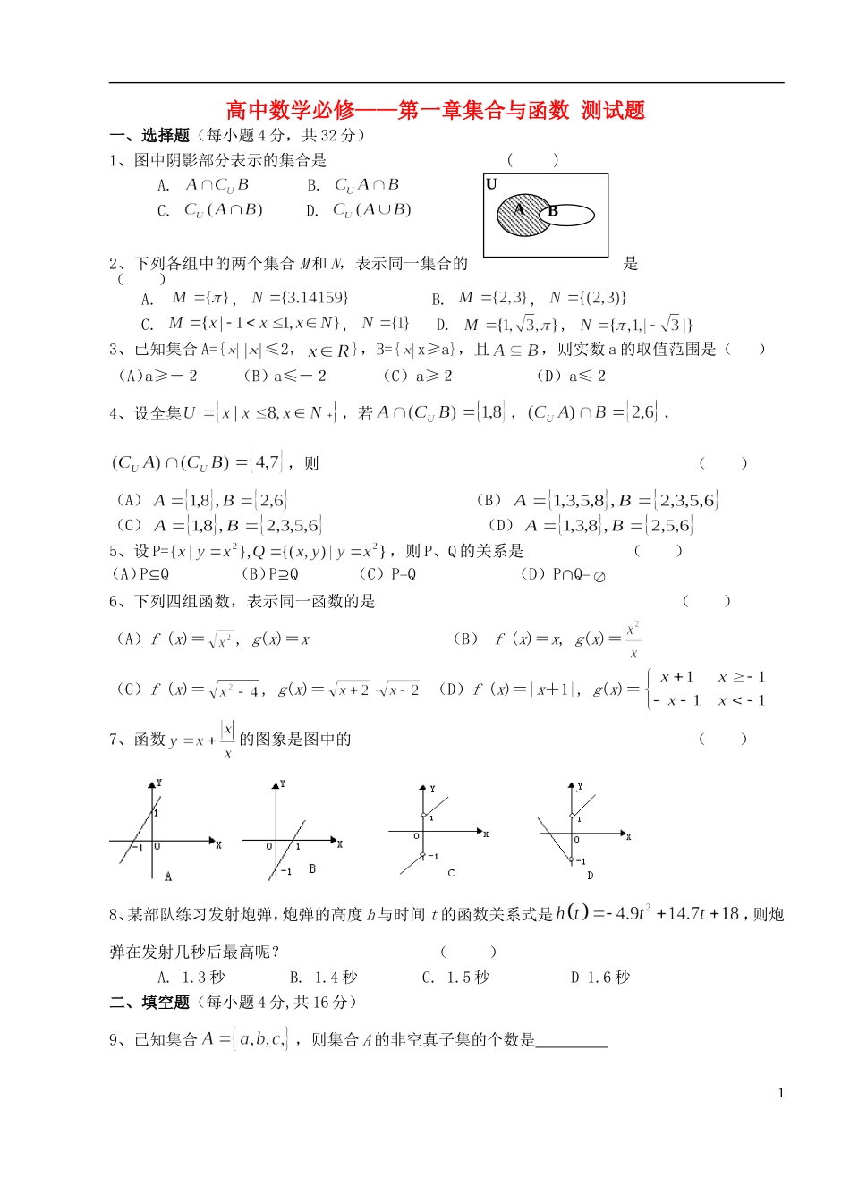 湖南省岳阳县四中高一数学期末综合复习试题_第1页