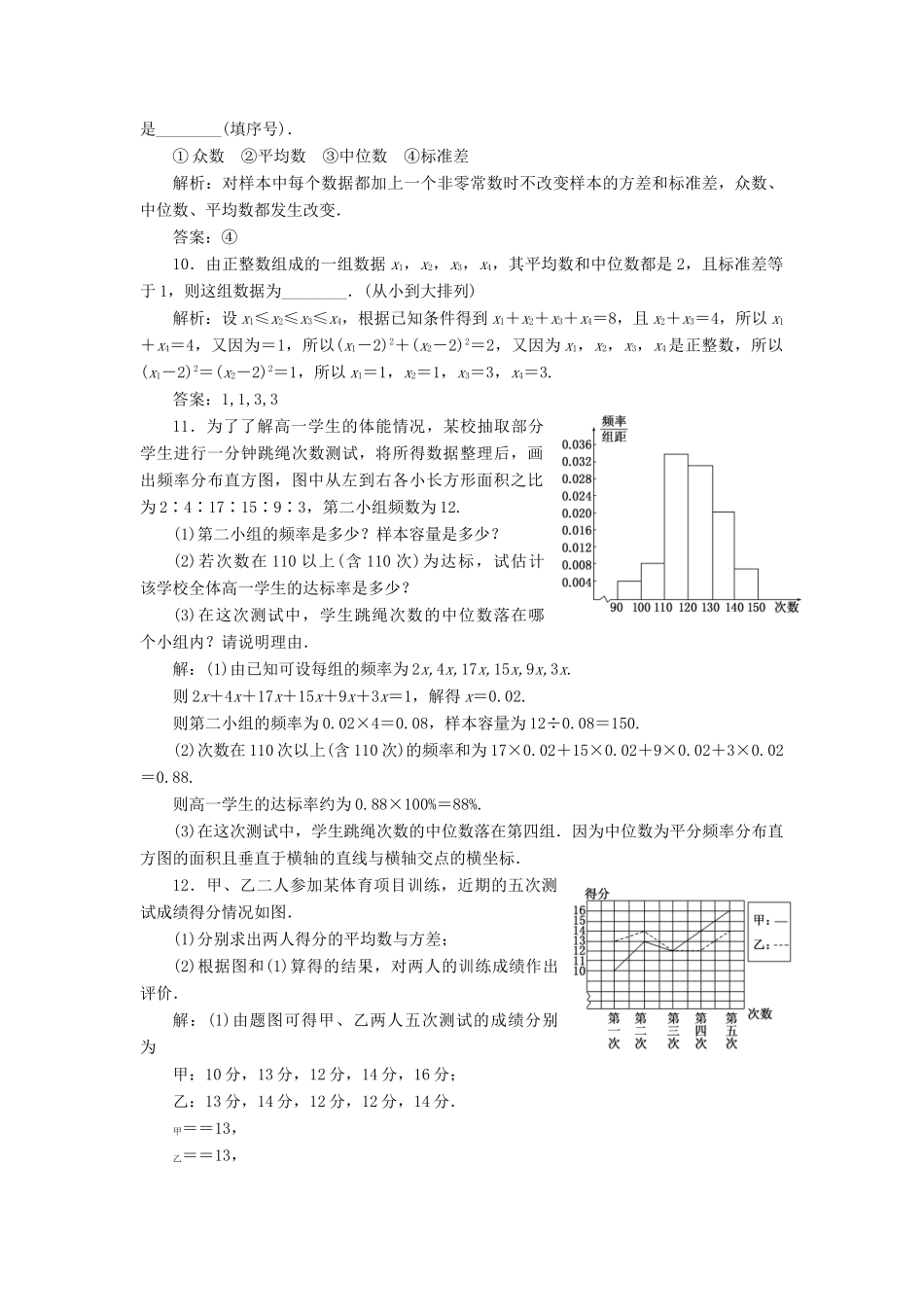 高中数学 回扣验收特训（二）统计 苏教版必修3-苏教版高一必修3数学试题_第3页