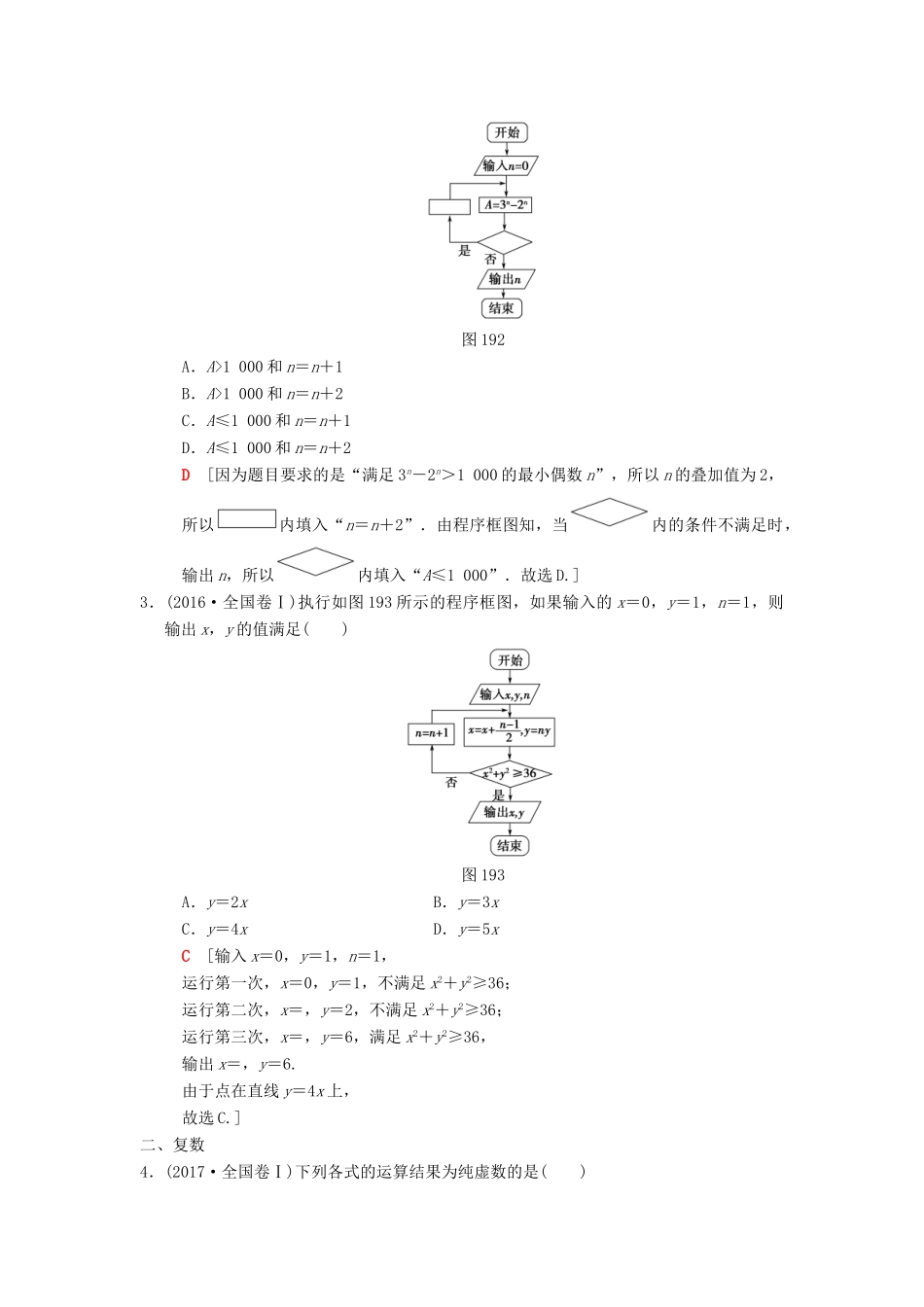 高考数学二轮复习 第1部分 重点强化专题 限时集训19 算法初步、复数、推理与证明 文-人教版高三全册数学试题_第2页