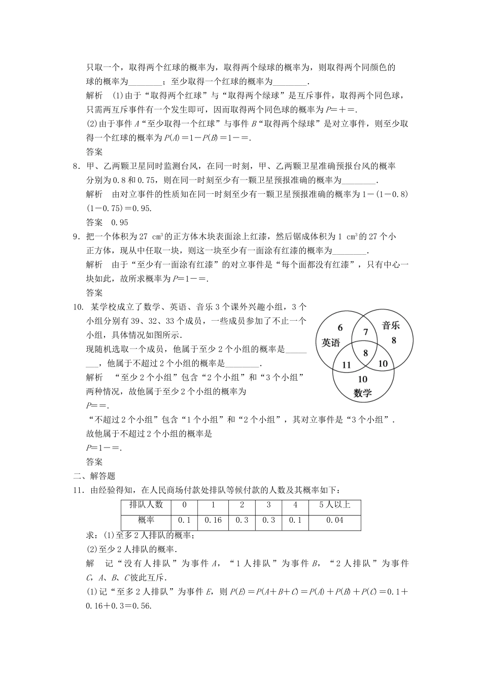 高考数学大一轮复习 12.1随机事件的概率试题 理 苏教版-苏教版高三全册数学试题_第2页